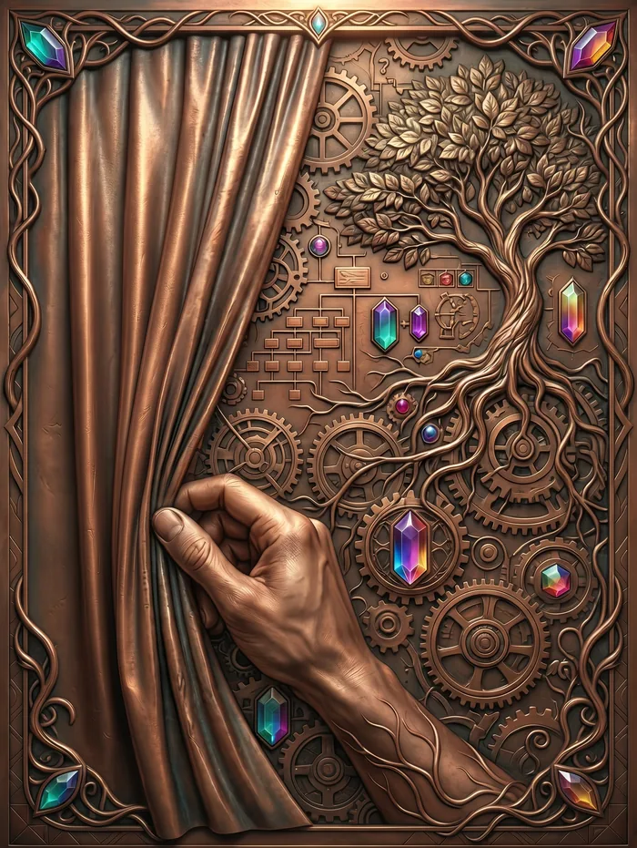 Copper Curtain Unveiling Gears and Tree of Life